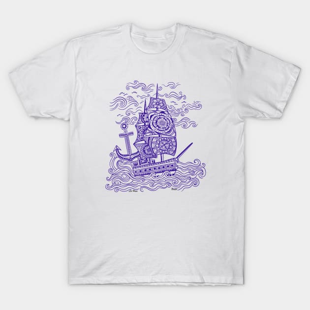 Mandala Ship II T-Shirt by Lees Tees